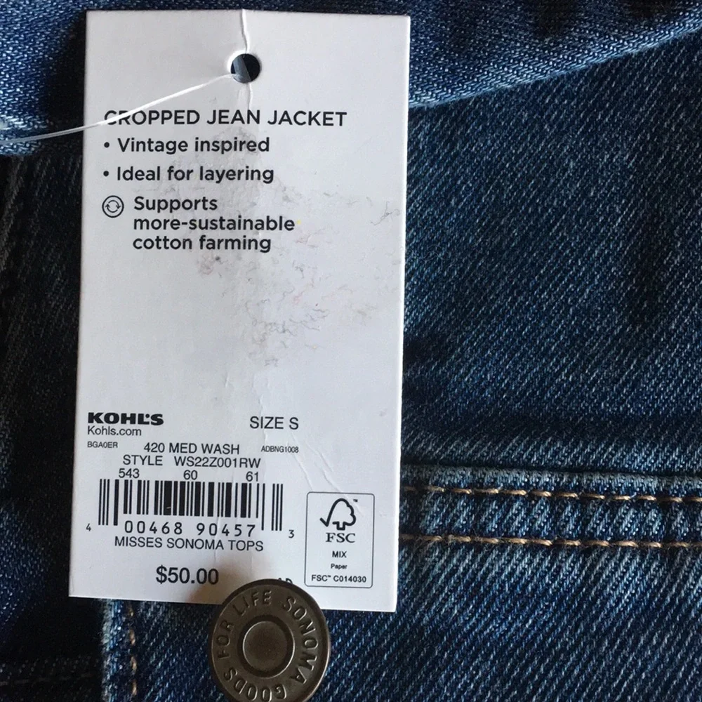 NWT, Cropped Denim Jacket - Picture 9 of 10